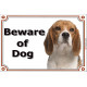 Portal Sign, 2 Sizes Beware of Dog, Red and White English Beagle head, Gate plate, door