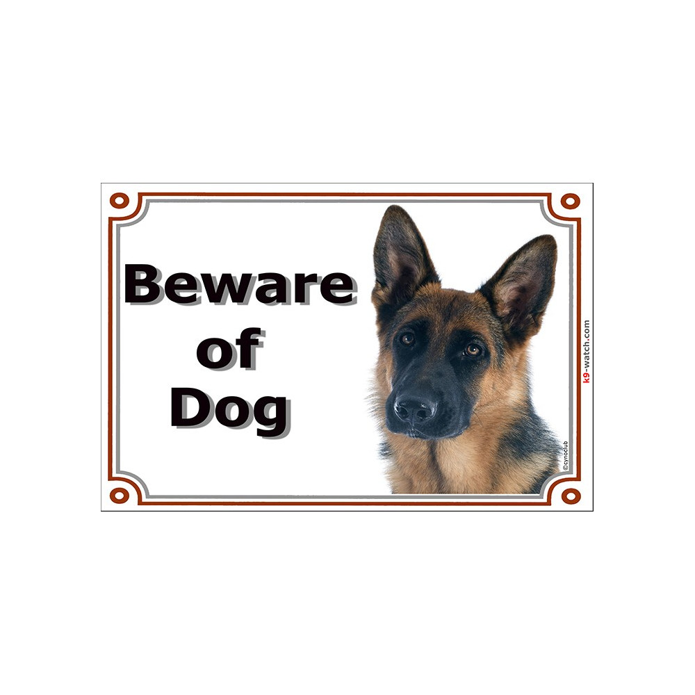 Short-Hair German Shepherd head, Gate Sign Beware of Dog plaque placard ...