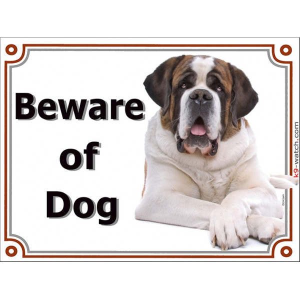 St Bernard Lying Gate Sign Beware Of Dog Plaque Placard Panel