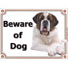 Portal Sign, 2 Sizes Beware of Dog, St. Bernard lying Bernhardshund Bernhardiner door plate portal placard