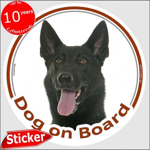 Black Dutch Shepherd Circle Car Sticker Dog On Board 15 Cm