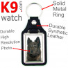 Vegan leather key ring and metal holder, with the photo of your longhaired Dutch Shepherd, key ring gift idea