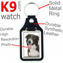 Vegan leather key ring, photo Brown Border Collie