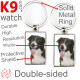 Double-sided metal key ring with photo Chocolate Brown and White Long Hair Border Collie, metal key ring gift idea; double faced