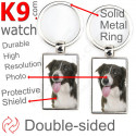 Metal key ring, double-sided photo Brown Border Collie