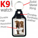 Vegan leather key ring, photo Brown Border Collie