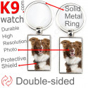 Metal key ring, double-sided photo Brown Border Collie