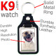 Vegan leather key ring and metal holder, with the photo of your White and fawn American Bulldog, key ring gift idea