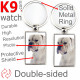 Double-sided metal key ring with photo Entirely White American Bulldog, metal key ring gift idea; double faced key holder metal