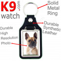 Vegan leather key ring, photo Fawn French Bulldog