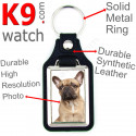 Vegan leather key ring, photo Fawn French Bulldog