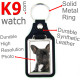 Vegan leather key ring & metal holder, with the photo of your brindle black French Bulldog, key ring gift idea Frenchie