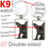 Double-sided metal key ring with photo Brindle black French Bulldog, metal key ring gift idea; double faced key holder