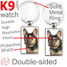 Double-sided metal key ring with photo black & tan French Bulldog, metal key ring gift idea; double faced key holder