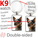 Metal key ring, double-sided photo Australian Cattle Dog