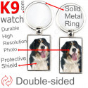 Metal key ring, double-sided photo Bernese Mountain Dog