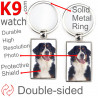 Double-sided metal key ring with photo Bernese Mountain Dog, metal key ring gift idea; double faced key holder metallic