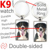 Double-sided metal key ring with photo Swiss Mountain Dog, metal key ring gift idea; double faced key holder