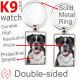 Double-sided metal key ring with photo black dark brindle German Boxer, metal key ring gift idea; double faced key holder metal