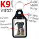 Vegan leather key ring and metal holder, with the photo of your brindle German Boxer, key ring gift idea