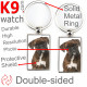 Double-sided metal key ring with photo brindle German Boxer, metal key ring gift idea; double faced key holder metal