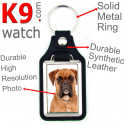 Vegan leather key ring, photo fawn German Boxer