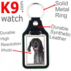 Vegan leather key ring, photo black German Shorthaired Pointer