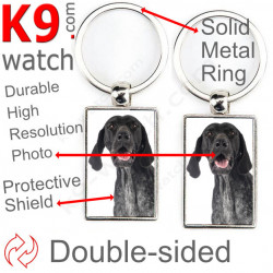 Double-sided metal key ring with photo black German Shorthaired Pointer, metal key ring gift idea double faced key holder metal