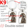 Double-sided metal key ring with photo Weimaraner, metal key ring gift idea; double faced key holder metallic Vorstehhund