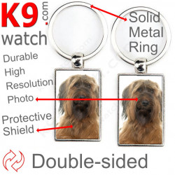 Metal key ring, double-sided photo Fawn Briard