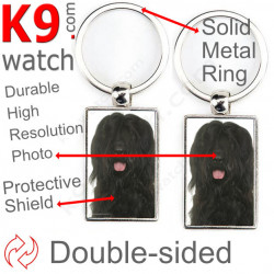 Metal key ring, double-sided photo Black Briard