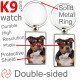 Double-sided metal key ring with photo tricolor American Bully, metal key ring gift idea; double faced key holder metallic