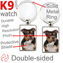 Metal key ring, double-sided photo American Bully