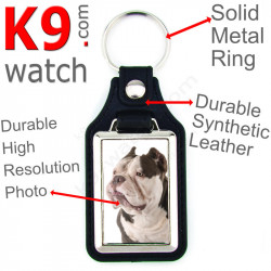 Vegan leather key ring, photo American Bully