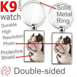 Metal key ring, double-sided photo American Bully