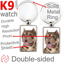 Metal key ring, double-sided photo American Bully