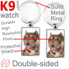 Double-sided metal key ring with photo Brown Chocolate and Tan American Bully, metal key ring gift idea double faced key holder