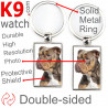 Double-sided metal key ring with photo Brown Chocolate and Tan American Bully, metal key ring gift idea double faced key holder