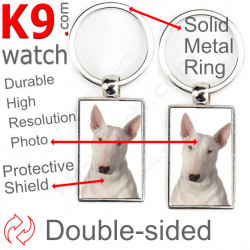 Metal key ring, double-sided photo Bull Terrier