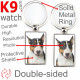 Double-sided metal key ring with photo tricolor English Bull Terrier, metal key ring gift idea; double faced key holder