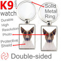 Metal key ring, double-sided photo Red & White Bull Terrier