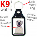 Vegan leather key ring, photo White American Bulldog