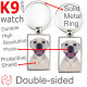 Double-sided metal key ring with photo Entirely White American Bulldog, metal key ring gift idea; double faced key holder metal